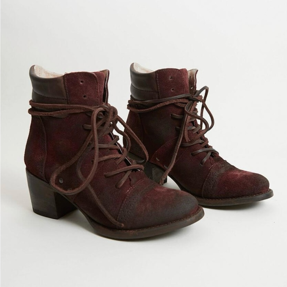 Freebird by Steven Wine Leather Cage Ankle Boots sz 9